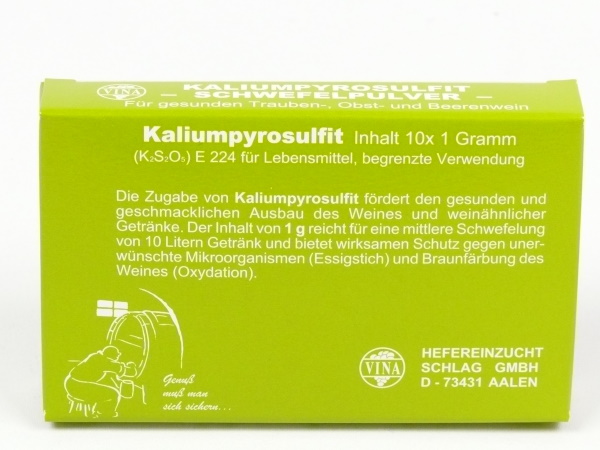 Kaliumdisulfit 10 x 1 g Schwefel-Pulver